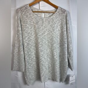 Liz Claiborne Womens Shimmery Silver Gray Top Blouse 3/4 Sleeve Size XL NWT